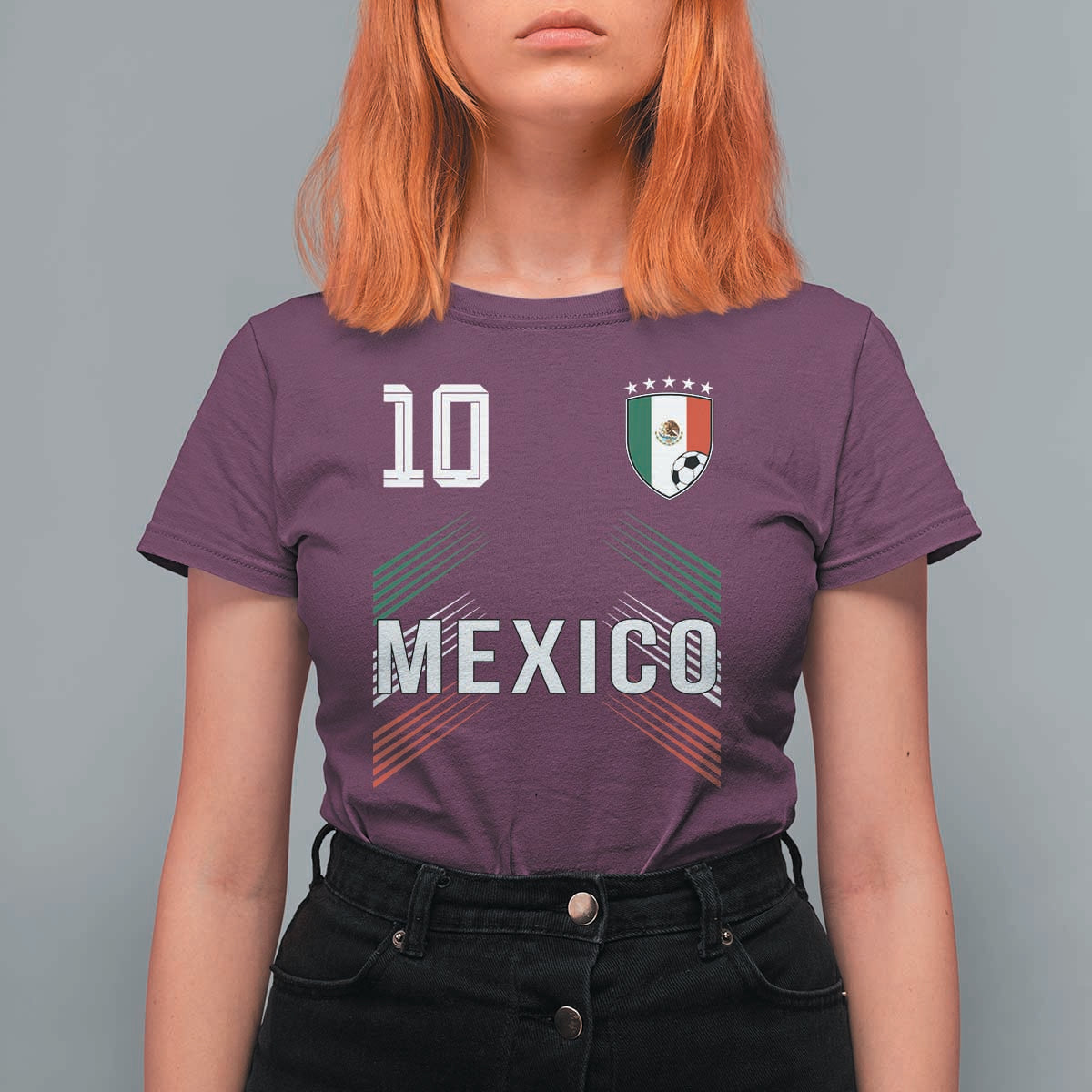Mexico Soccer Sports Graphic Number 10 Jersey Style T Shirt For Women Proud Mexican Football Fans Game Day Pride