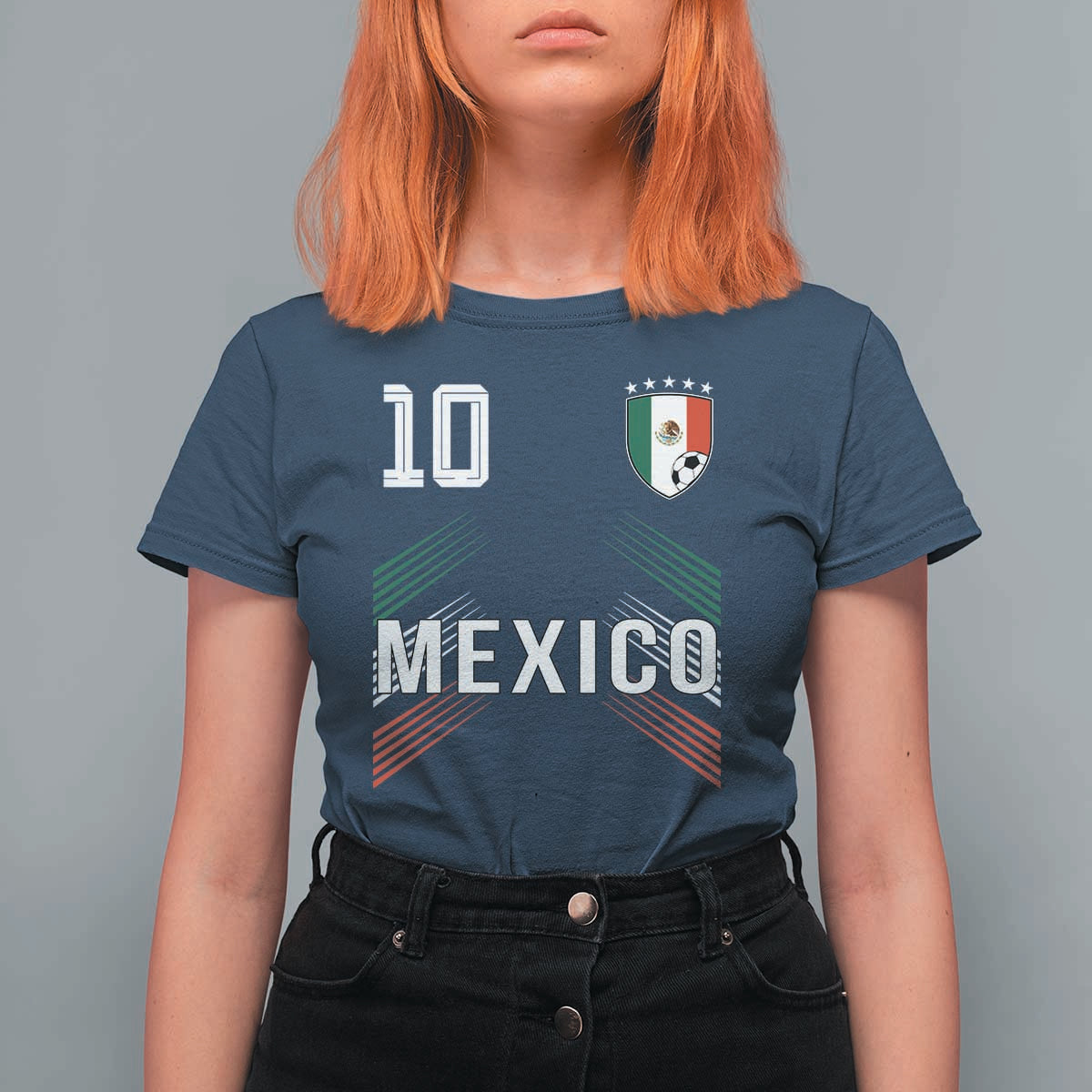 Mexico Soccer Sports Graphic Number 10 Jersey Style T Shirt For Women Proud Mexican Football Fans Game Day Pride