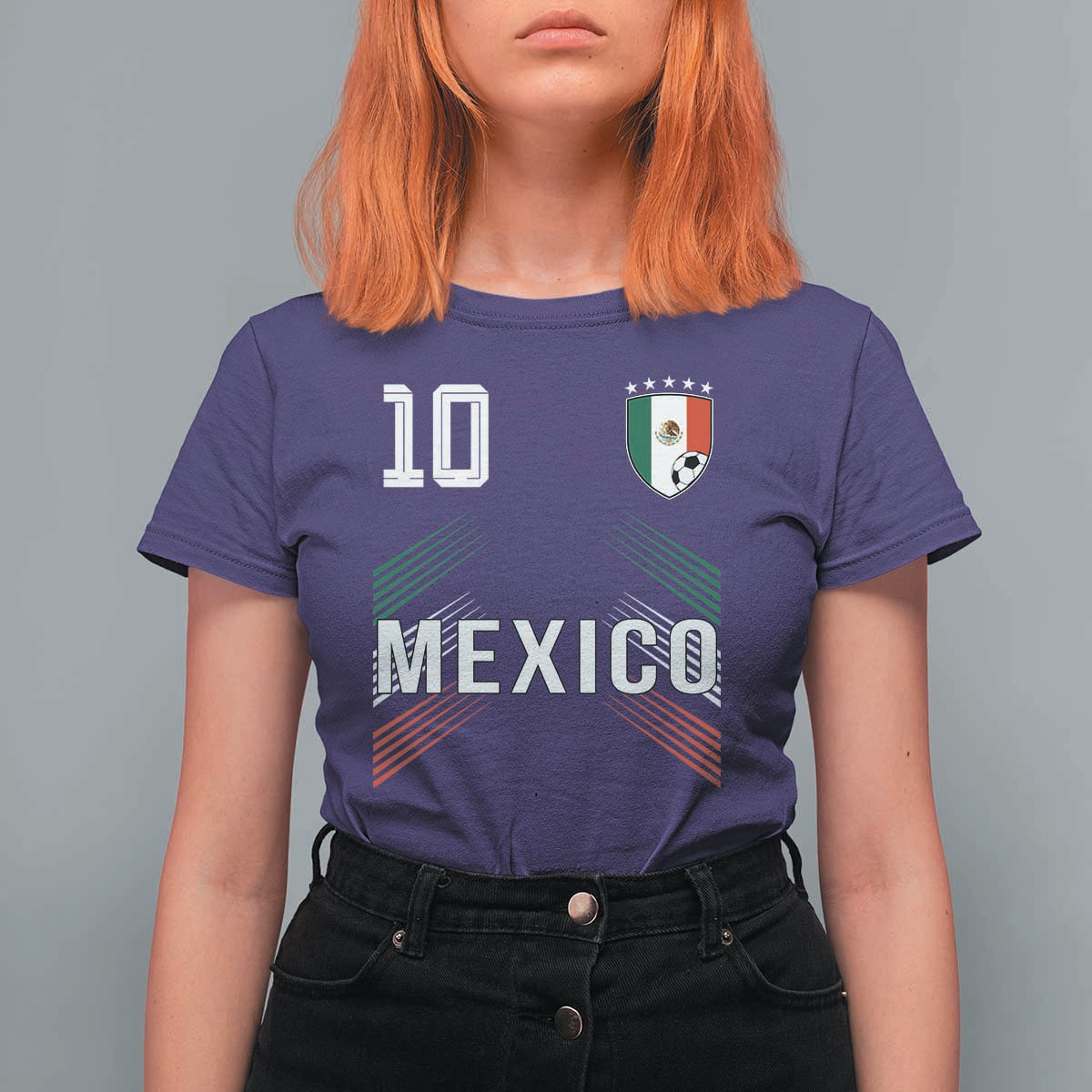 Mexico Soccer Sports Graphic Number 10 Jersey Style T Shirt For Women Proud Mexican Football Fans Game Day Pride