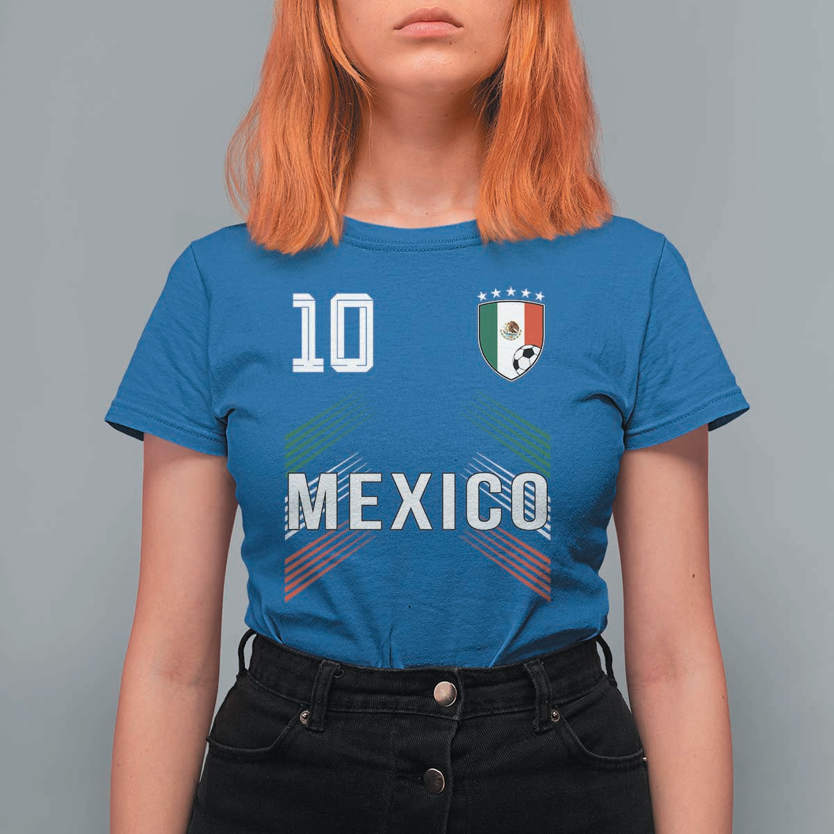 Mexico Soccer Sports Graphic Number 10 Jersey Style T Shirt For Women Proud Mexican Football Fans Game Day Pride