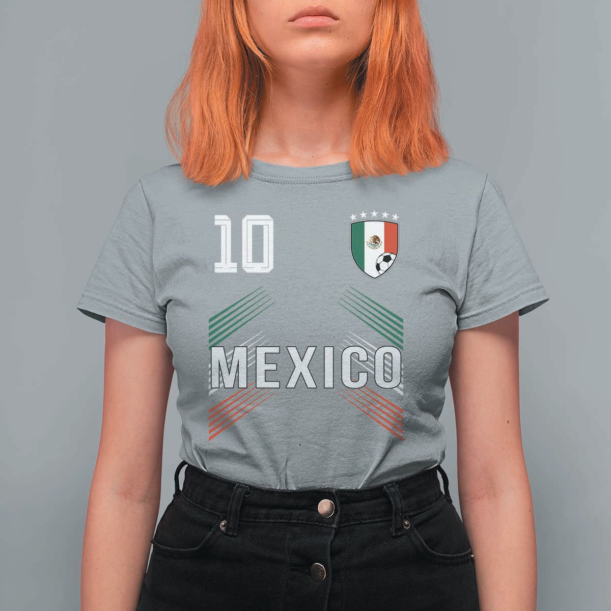 Mexico Soccer Sports Graphic Number 10 Jersey Style T Shirt For Women Proud Mexican Football Fans Game Day Pride