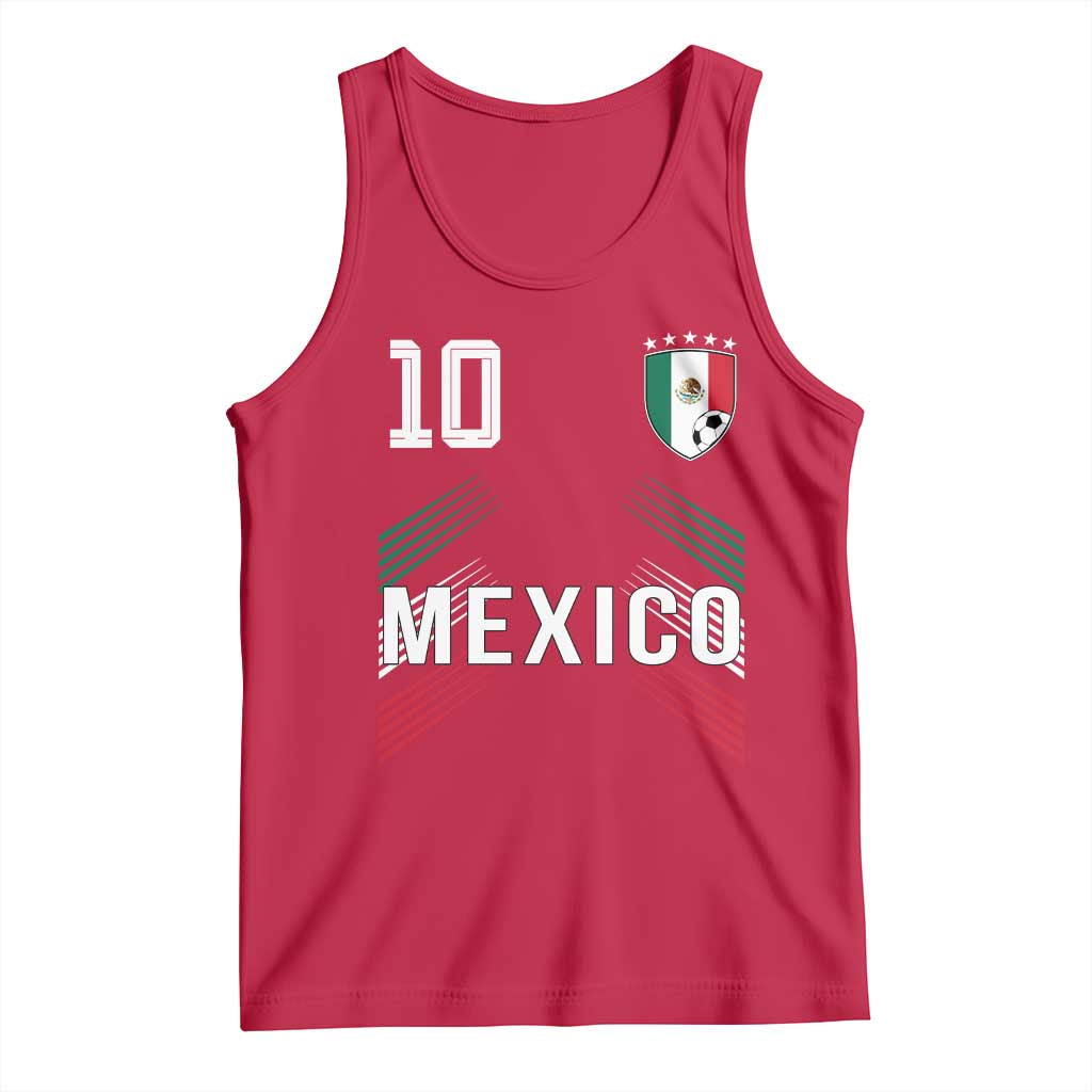Mexico Soccer Sports Graphic Number 10 Jersey Style Tank Top Proud Mexican Football Fans Game Day Pride