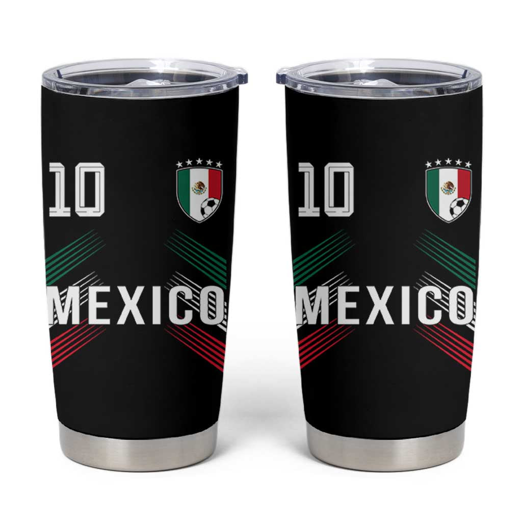 Mexico Soccer Sports Graphic Number 10 Jersey Style Tumbler Cup Proud Mexican Football Fans Game Day Pride