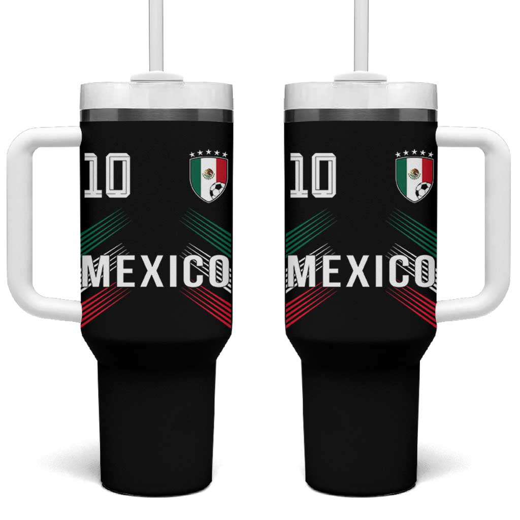 Mexico Soccer Sports Graphic Number 10 Jersey Style Tumbler With Handle Proud Mexican Football Fans Game Day Pride