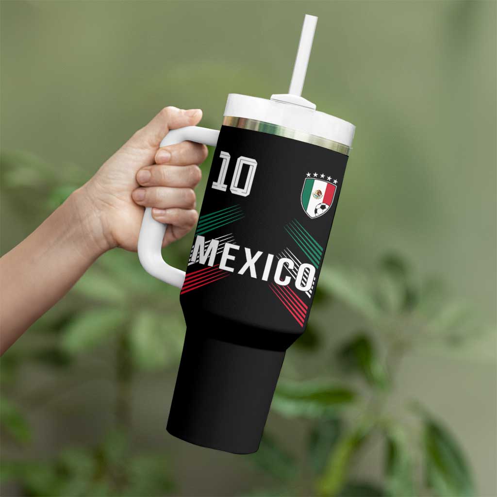 Mexico Soccer Sports Graphic Number 10 Jersey Style Tumbler With Handle Proud Mexican Football Fans Game Day Pride