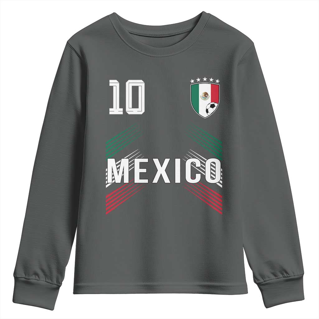 Mexico Soccer Sports Graphic Number 10 Jersey Style Youth Sweatshirt Proud Mexican Football Fans Game Day Pride