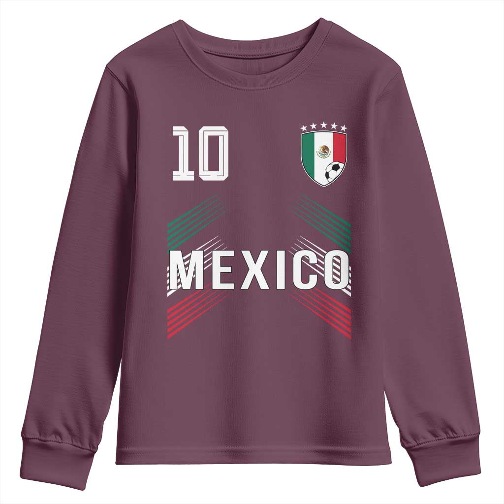 Mexico Soccer Sports Graphic Number 10 Jersey Style Youth Sweatshirt Proud Mexican Football Fans Game Day Pride