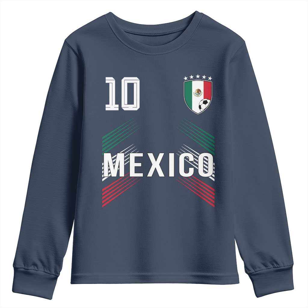 Mexico Soccer Sports Graphic Number 10 Jersey Style Youth Sweatshirt Proud Mexican Football Fans Game Day Pride