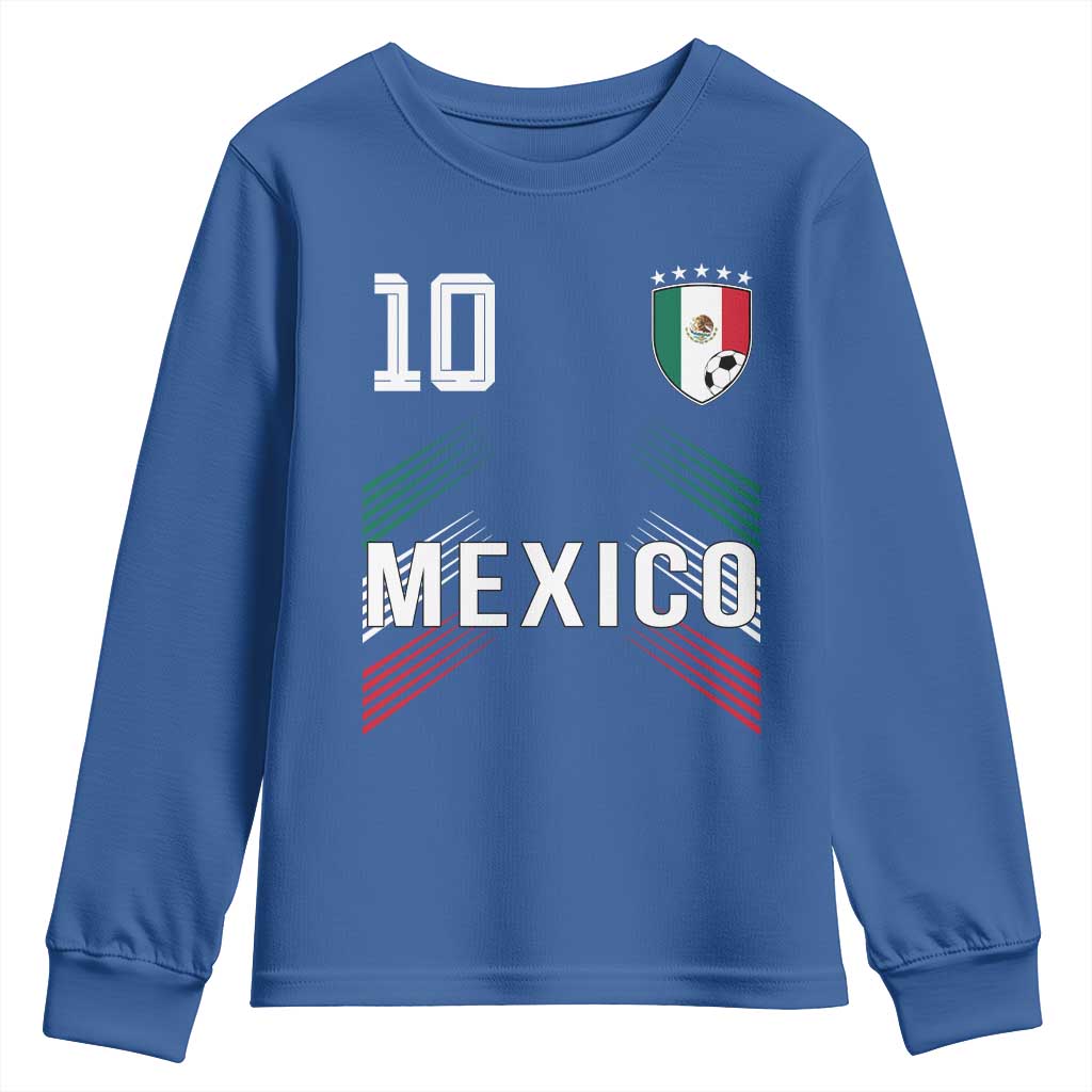 Mexico Soccer Sports Graphic Number 10 Jersey Style Youth Sweatshirt Proud Mexican Football Fans Game Day Pride