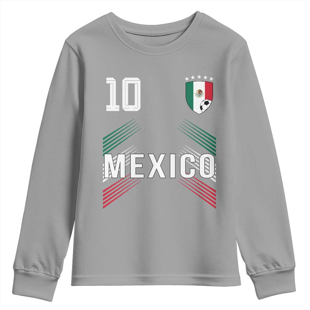 Mexico Soccer Sports Graphic Number 10 Jersey Style Youth Sweatshirt Proud Mexican Football Fans Game Day Pride