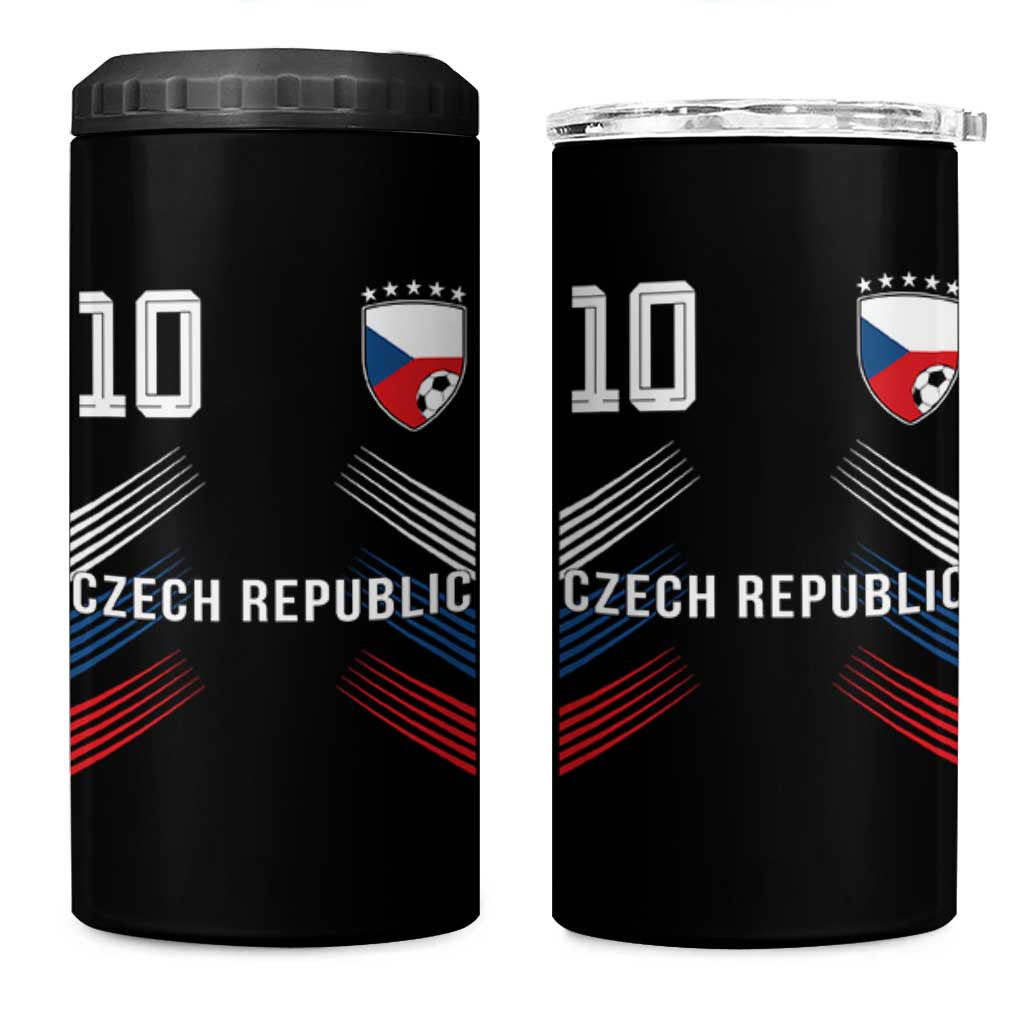 Czech Republic Soccer Sports Graphic Number 10 Jersey Style 4 in 1 Can Cooler Tumbler Proud Czechia Football Fans Game Day Pride