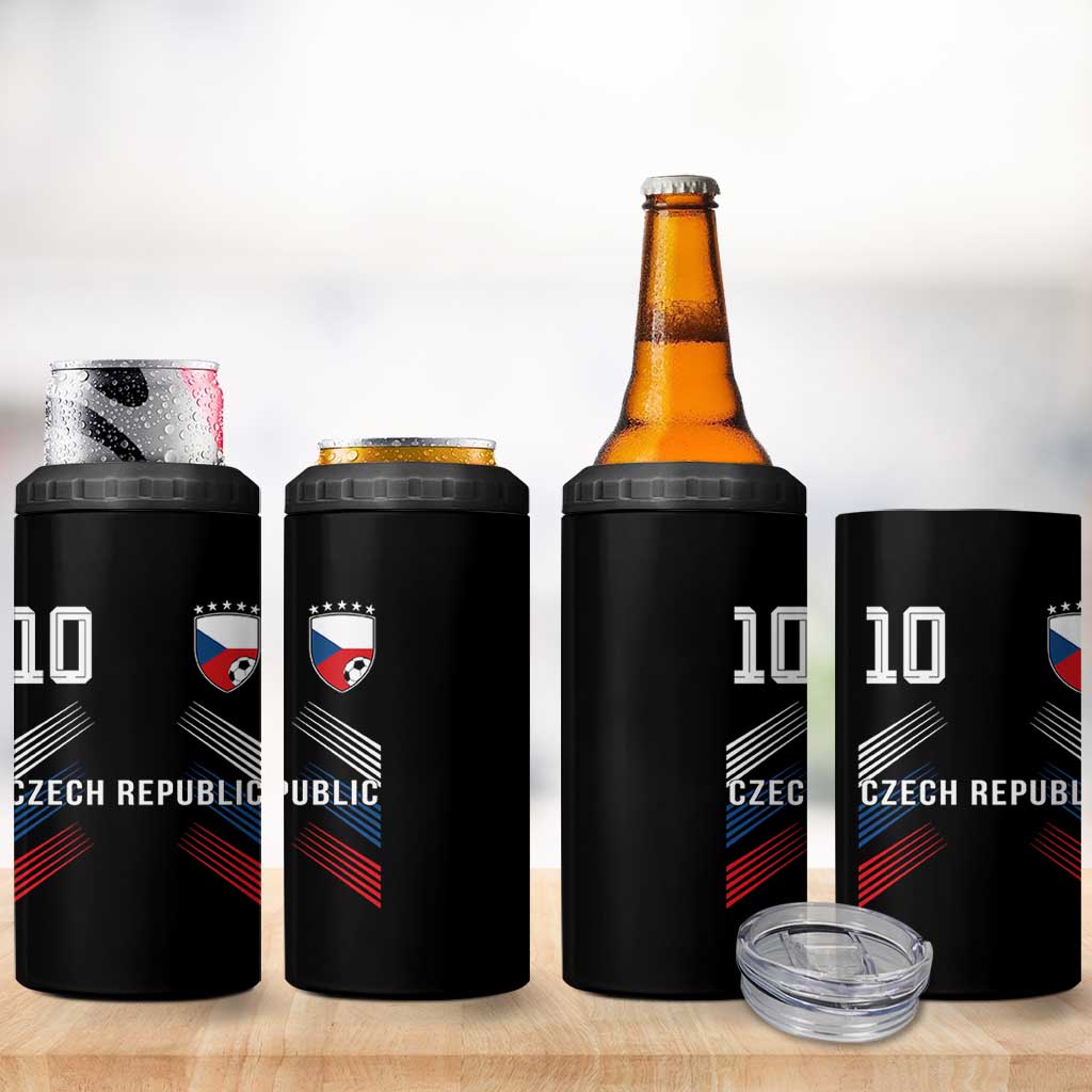 Czech Republic Soccer Sports Graphic Number 10 Jersey Style 4 in 1 Can Cooler Tumbler Proud Czechia Football Fans Game Day Pride