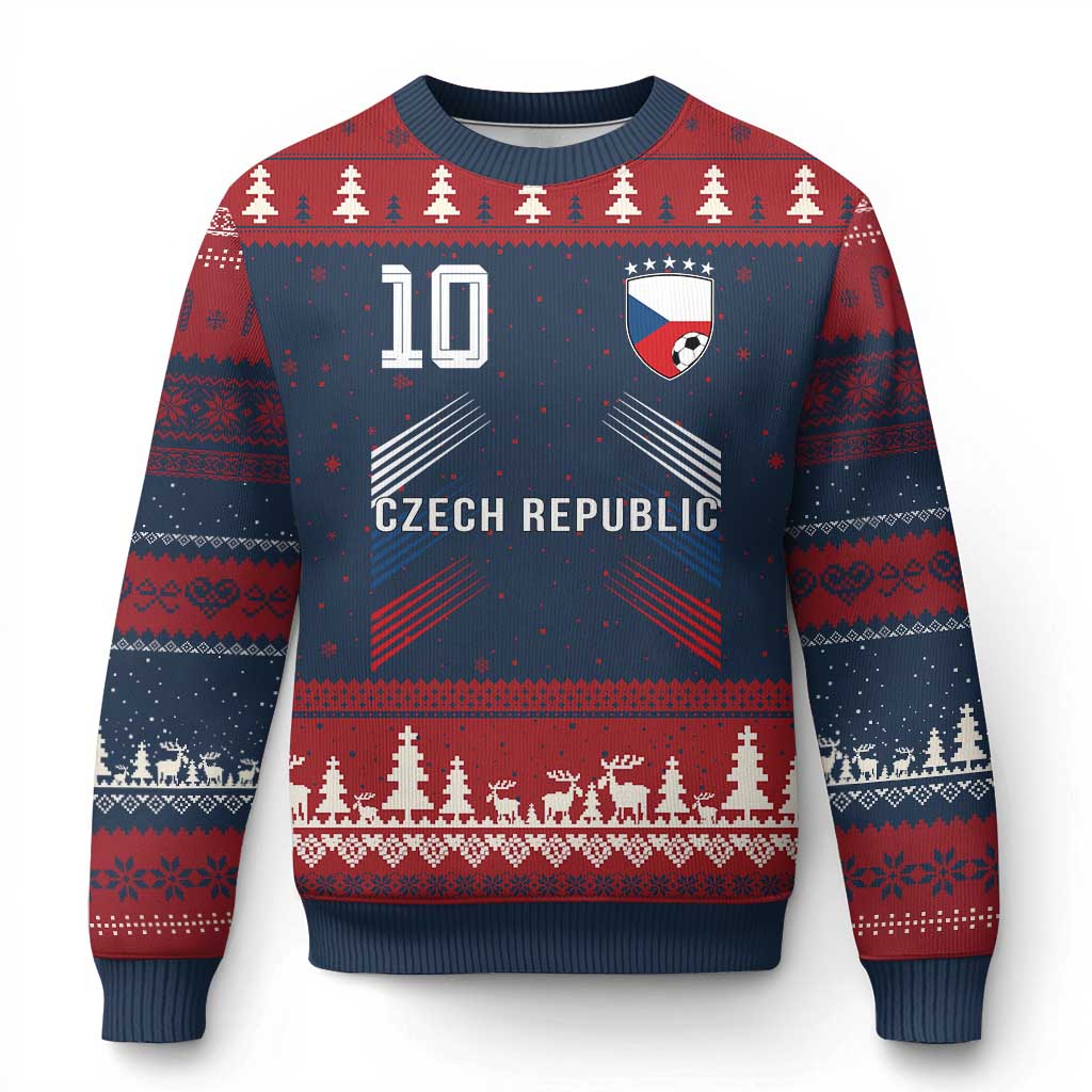 Czech Republic Soccer Sports Graphic Number 10 Jersey Style Ugly Christmas Sweater Proud Czechia Football Fans Game Day Pride