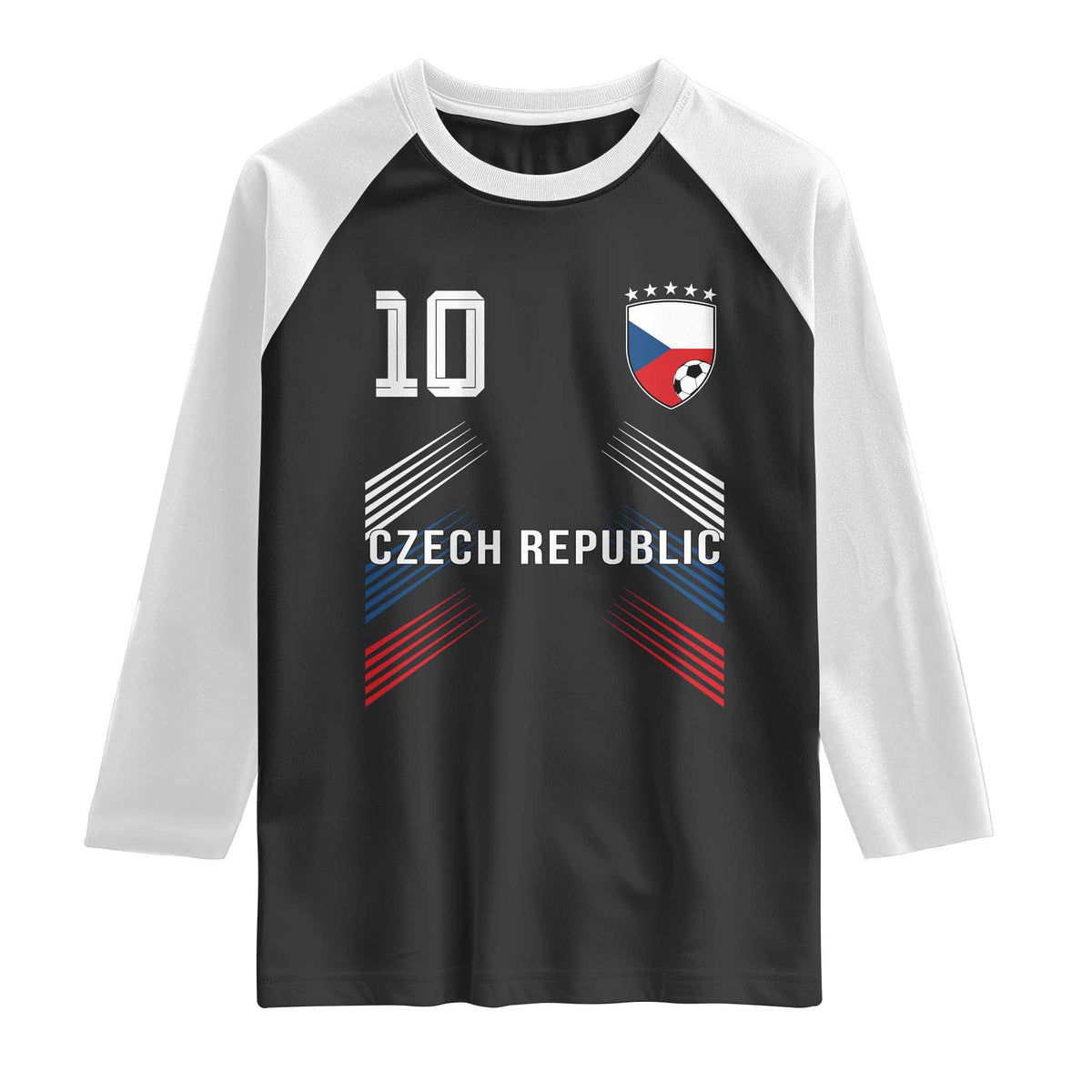 Czech Republic Soccer Sports Graphic Number 10 Jersey Style Raglan Shirt Proud Czechia Football Fans Game Day Pride