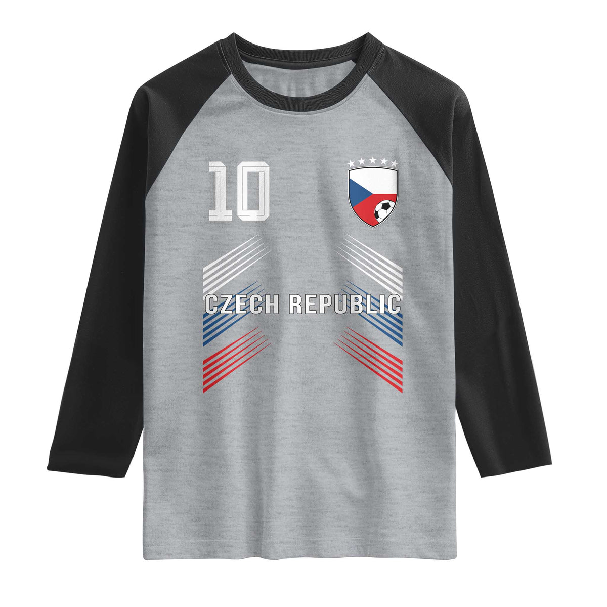 Czech Republic Soccer Sports Graphic Number 10 Jersey Style Raglan Shirt Proud Czechia Football Fans Game Day Pride