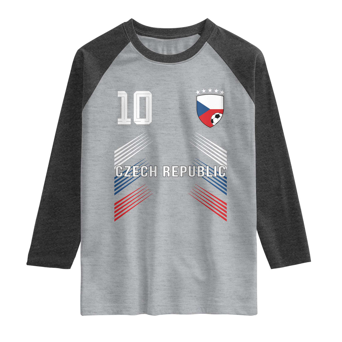 Czech Republic Soccer Sports Graphic Number 10 Jersey Style Raglan Shirt Proud Czechia Football Fans Game Day Pride