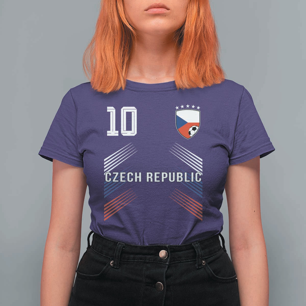 Czech Republic Soccer Sports Graphic Number 10 Jersey Style T Shirt For Women Proud Czechia Football Fans Game Day Pride