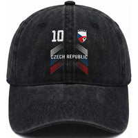 Czech Republic Soccer Sports Graphic Number 10 Jersey Style Washed Cotton Baseball Cap Proud Czechia Football Fans Game Day Pride