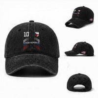 Czech Republic Soccer Sports Graphic Number 10 Jersey Style Washed Cotton Baseball Cap Proud Czechia Football Fans Game Day Pride