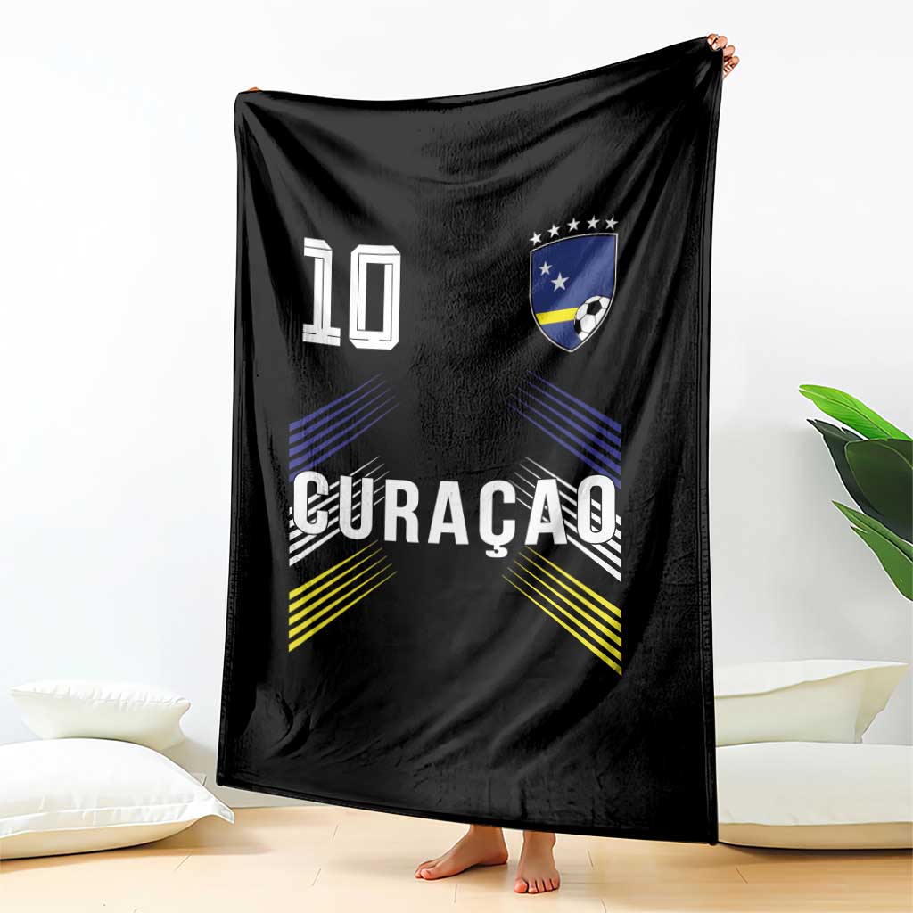 Curacao Soccer Sports Graphic Number 10 Jersey Style Throw Blanket Proud Curaçaoans Football Fans Game Day Pride