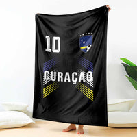 Curacao Soccer Sports Graphic Number 10 Jersey Style Throw Blanket Proud Curaçaoans Football Fans Game Day Pride