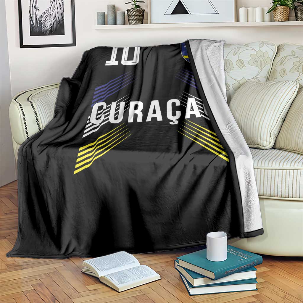 Curacao Soccer Sports Graphic Number 10 Jersey Style Throw Blanket Proud Curaçaoans Football Fans Game Day Pride