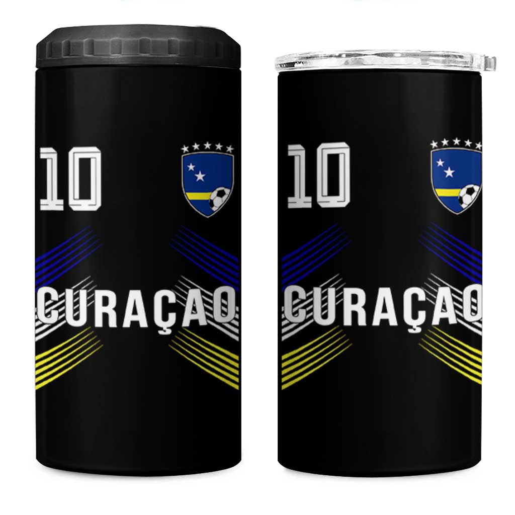 Curacao Soccer Sports Graphic Number 10 Jersey Style 4 in 1 Can Cooler Tumbler Proud Curaçaoans Football Fans Game Day Pride