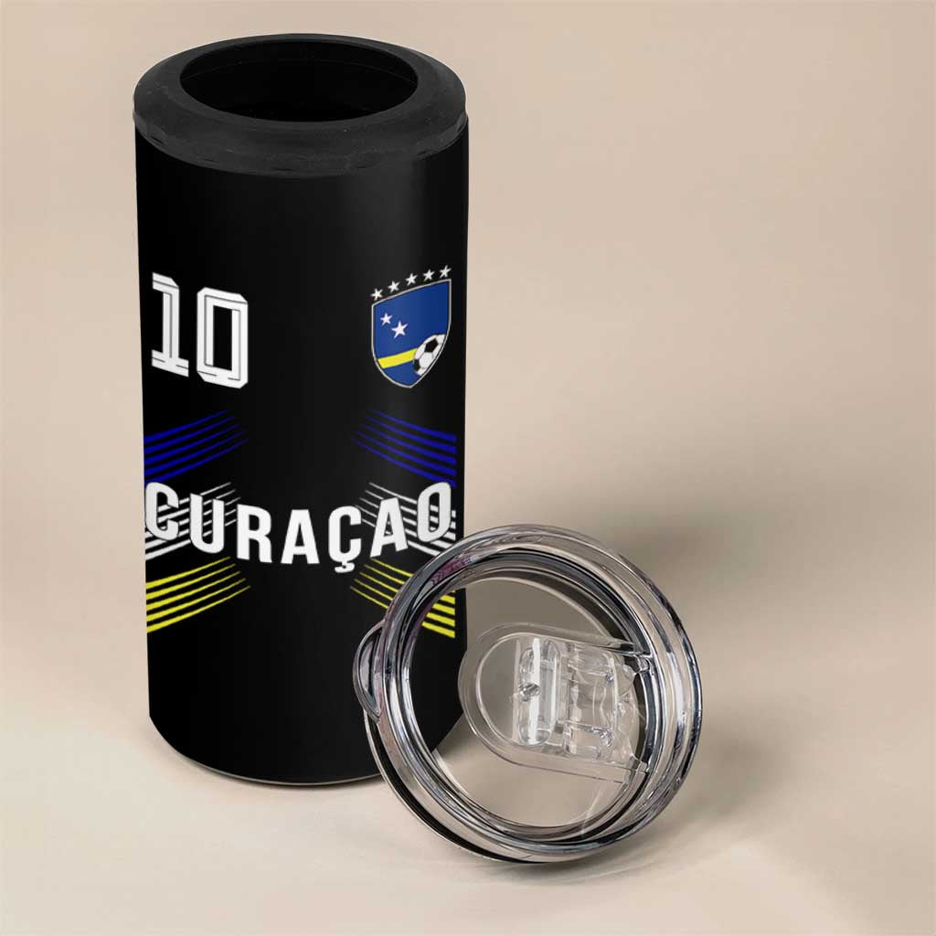 Curacao Soccer Sports Graphic Number 10 Jersey Style 4 in 1 Can Cooler Tumbler Proud Curaçaoans Football Fans Game Day Pride