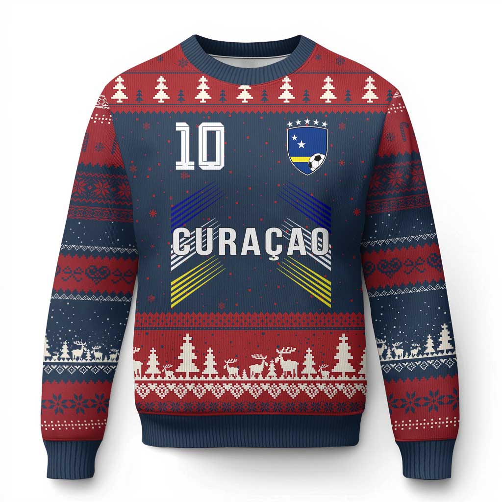 Curacao Soccer Sports Graphic Number 10 Jersey Style Ugly Christmas Sweater Proud Curaçaoans Football Fans Game Day Pride