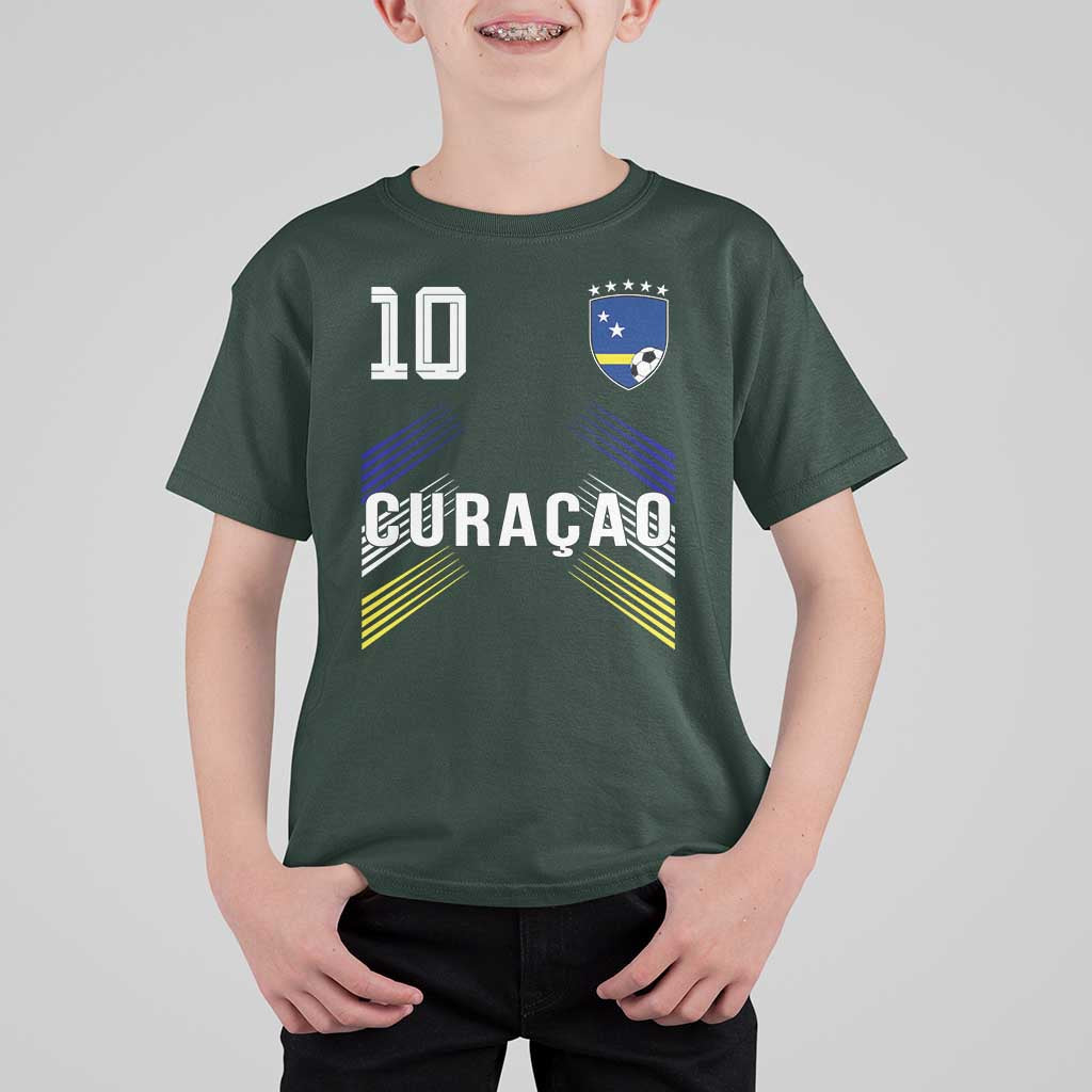 Curacao Soccer Sports Graphic Number 10 Jersey Style T Shirt For Kid Proud Curaçaoans Football Fans Game Day Pride