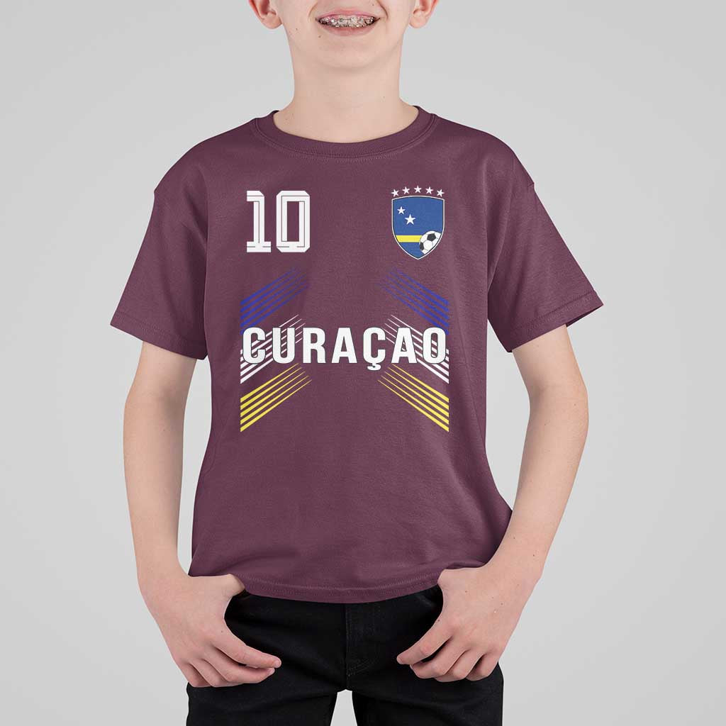 Curacao Soccer Sports Graphic Number 10 Jersey Style T Shirt For Kid Proud Curaçaoans Football Fans Game Day Pride