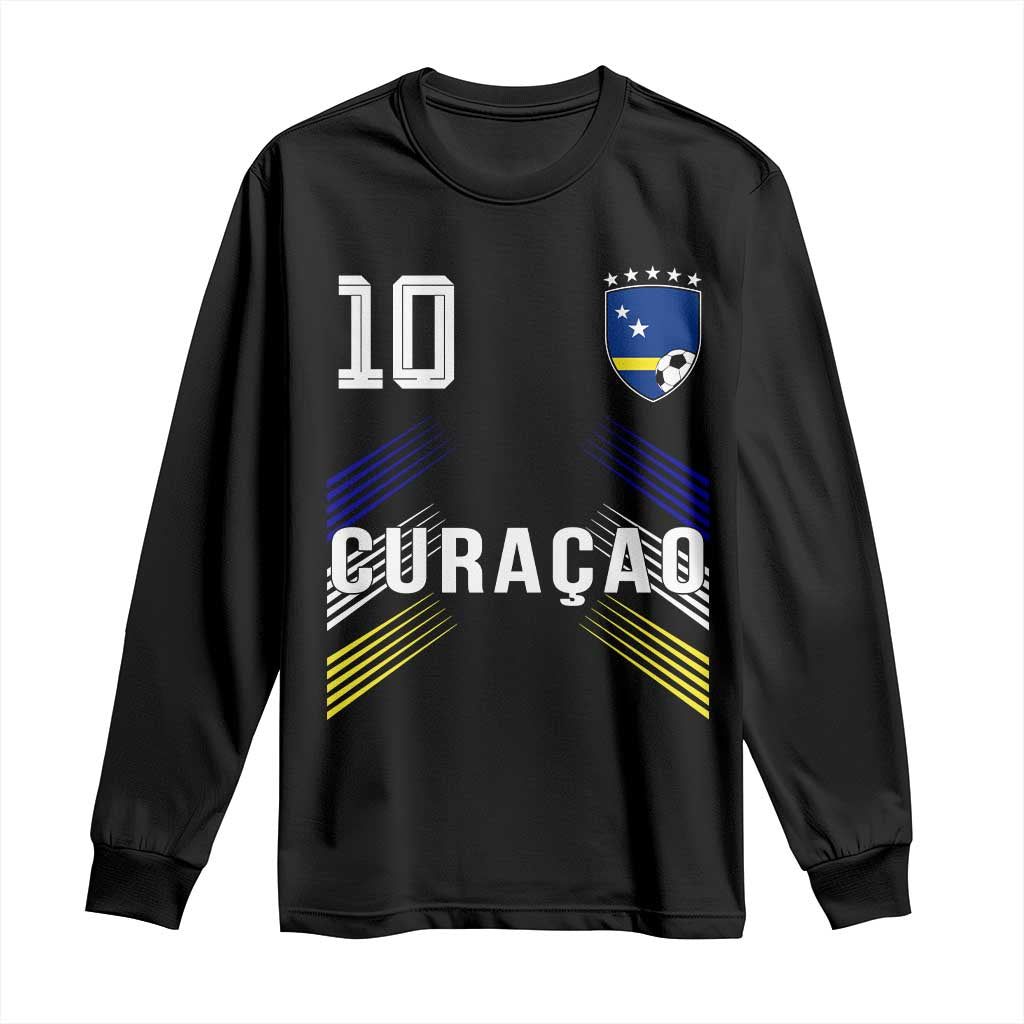 Curacao Soccer Sports Graphic Number 10 Jersey Style Long Sleeve Shirt Proud Curaçaoans Football Fans Game Day Pride