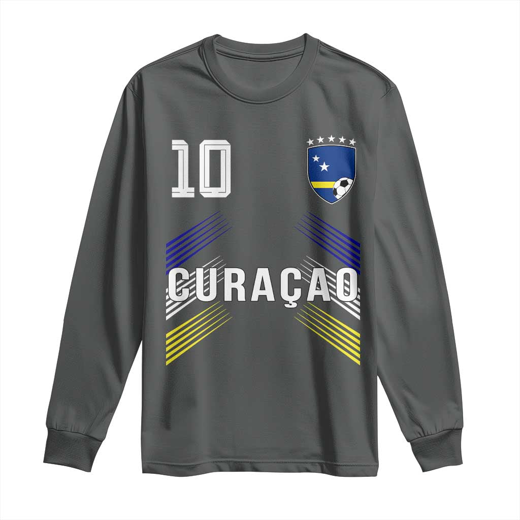 Curacao Soccer Sports Graphic Number 10 Jersey Style Long Sleeve Shirt Proud Curaçaoans Football Fans Game Day Pride