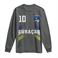 Curacao Soccer Sports Graphic Number 10 Jersey Style Long Sleeve Shirt Proud Curaçaoans Football Fans Game Day Pride
