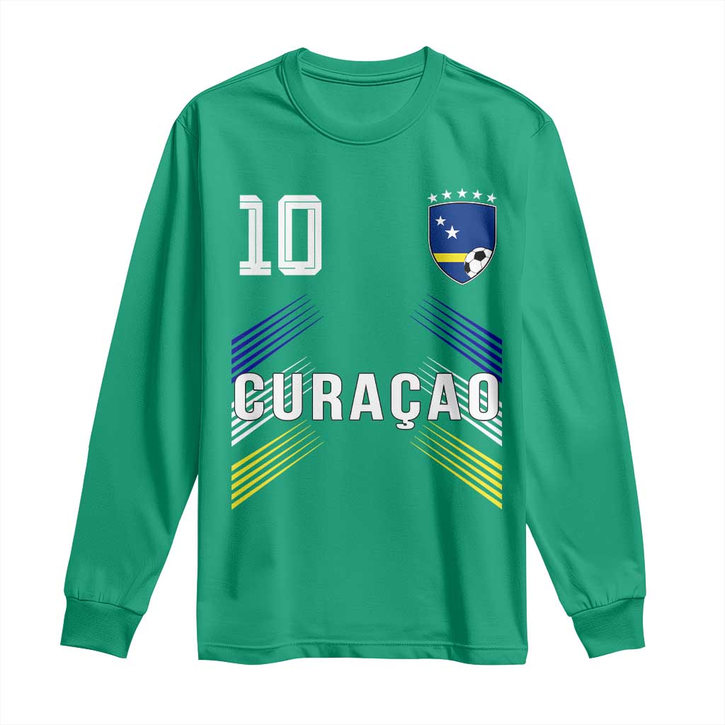 Curacao Soccer Sports Graphic Number 10 Jersey Style Long Sleeve Shirt Proud Curaçaoans Football Fans Game Day Pride
