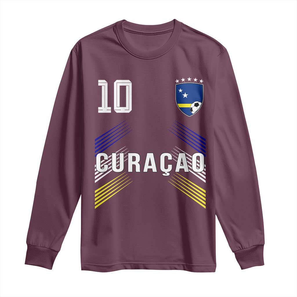 Curacao Soccer Sports Graphic Number 10 Jersey Style Long Sleeve Shirt Proud Curaçaoans Football Fans Game Day Pride