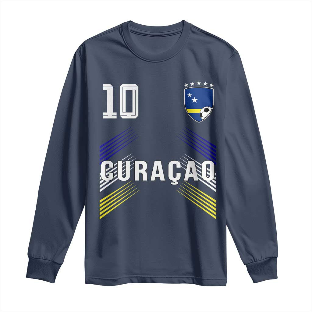 Curacao Soccer Sports Graphic Number 10 Jersey Style Long Sleeve Shirt Proud Curaçaoans Football Fans Game Day Pride