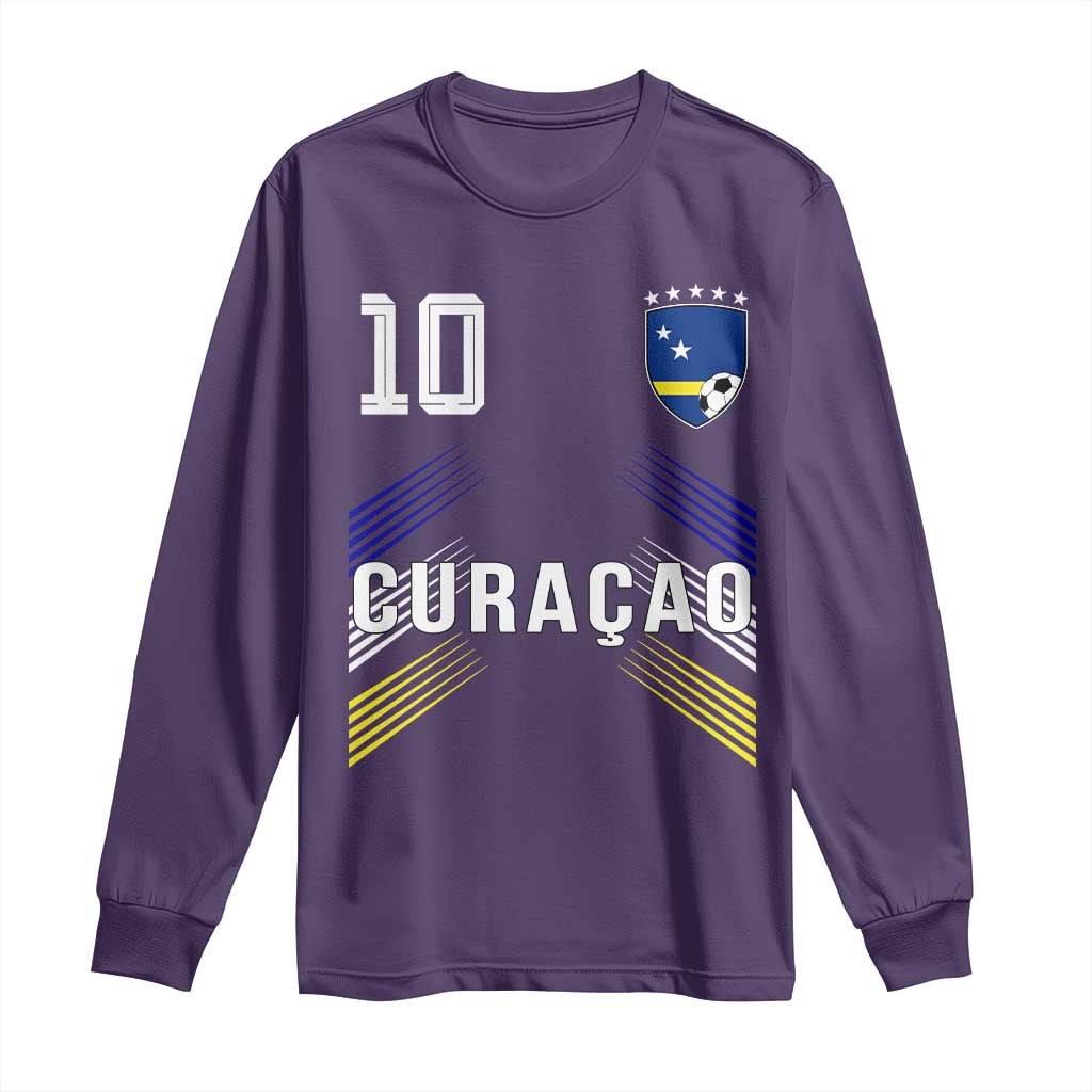 Curacao Soccer Sports Graphic Number 10 Jersey Style Long Sleeve Shirt Proud Curaçaoans Football Fans Game Day Pride