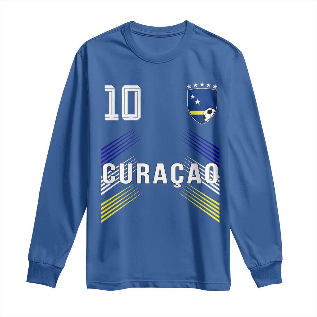 Curacao Soccer Sports Graphic Number 10 Jersey Style Long Sleeve Shirt Proud Curaçaoans Football Fans Game Day Pride