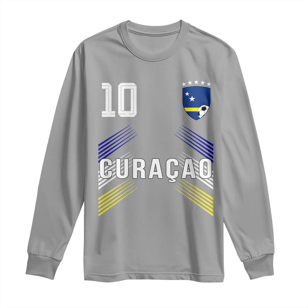 Curacao Soccer Sports Graphic Number 10 Jersey Style Long Sleeve Shirt Proud Curaçaoans Football Fans Game Day Pride