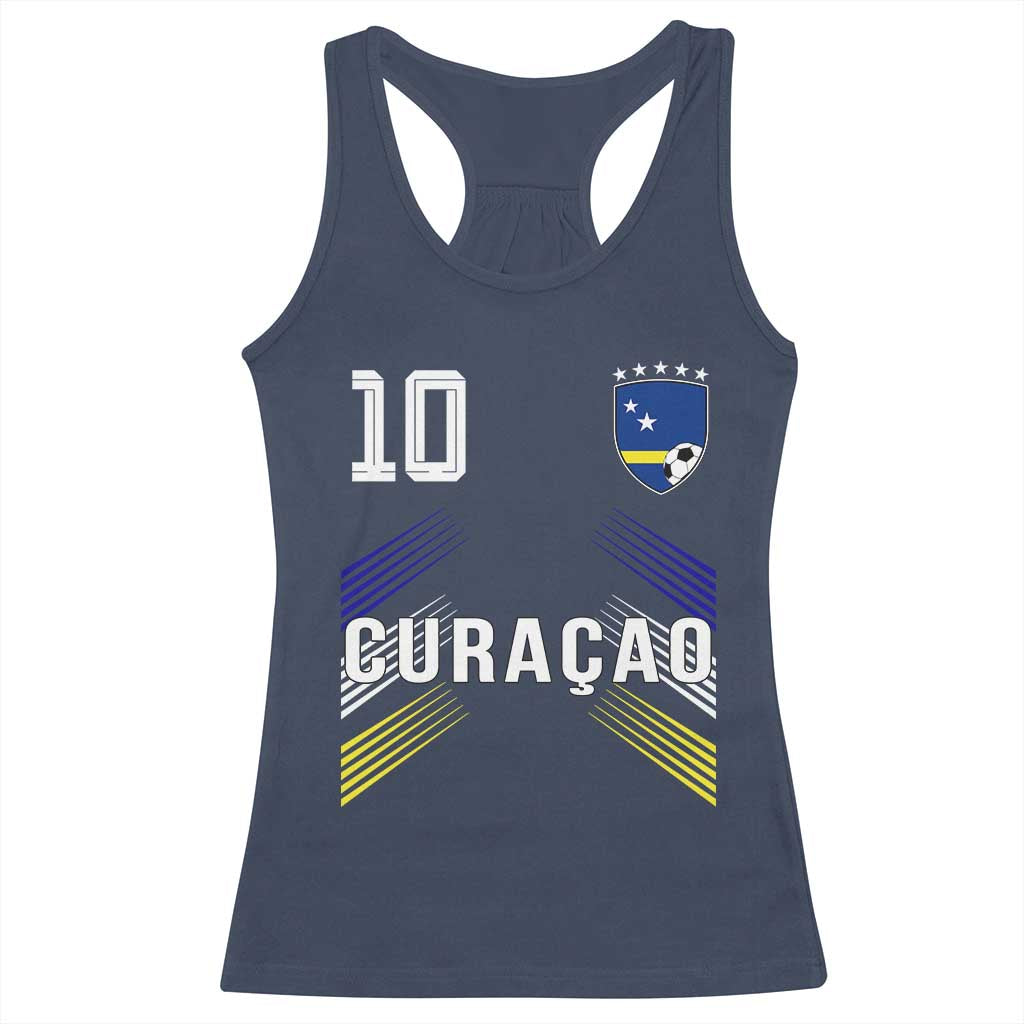 Curacao Soccer Sports Graphic Number 10 Jersey Style Racerback Tank Top Proud Curaçaoans Football Fans Game Day Pride