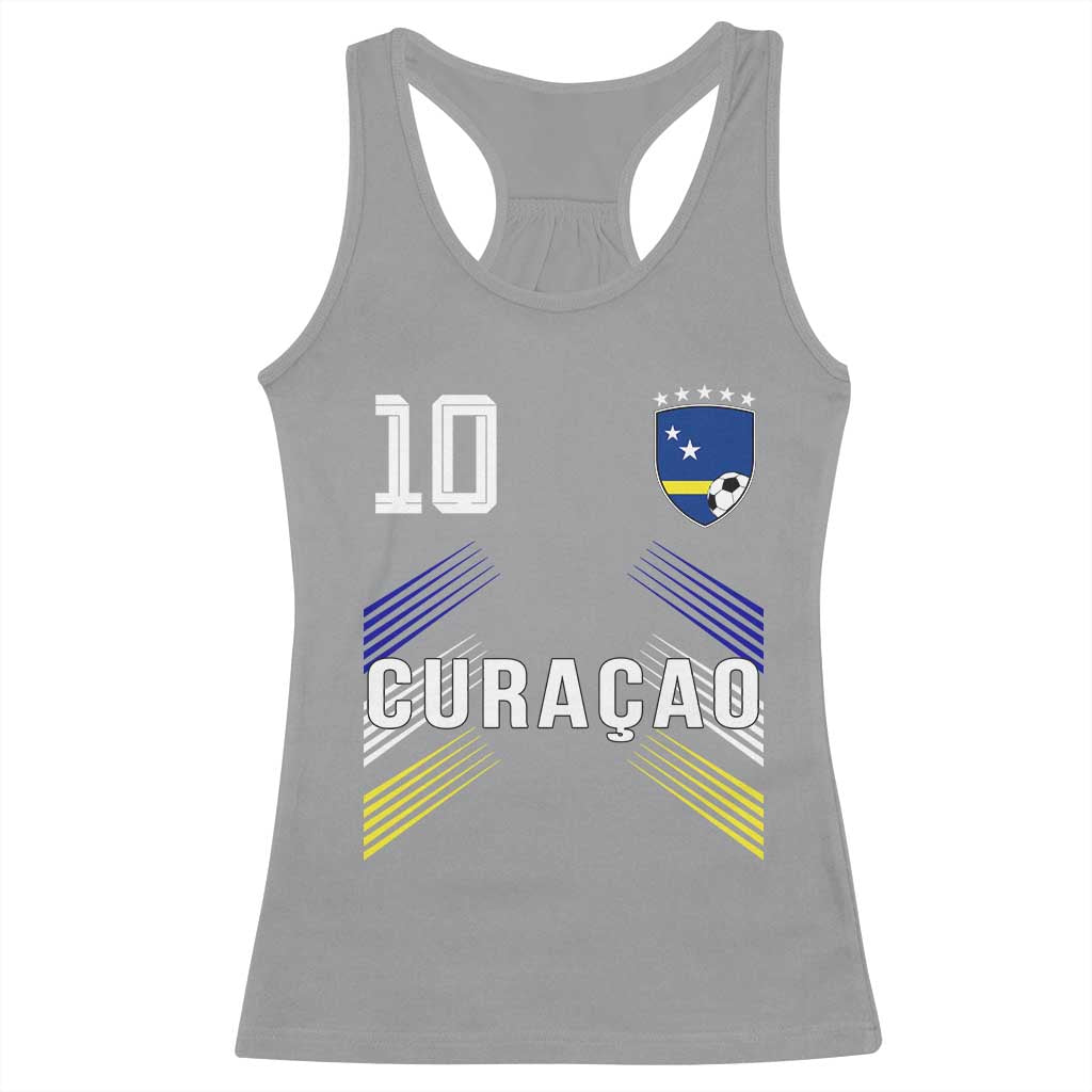 Curacao Soccer Sports Graphic Number 10 Jersey Style Racerback Tank Top Proud Curaçaoans Football Fans Game Day Pride