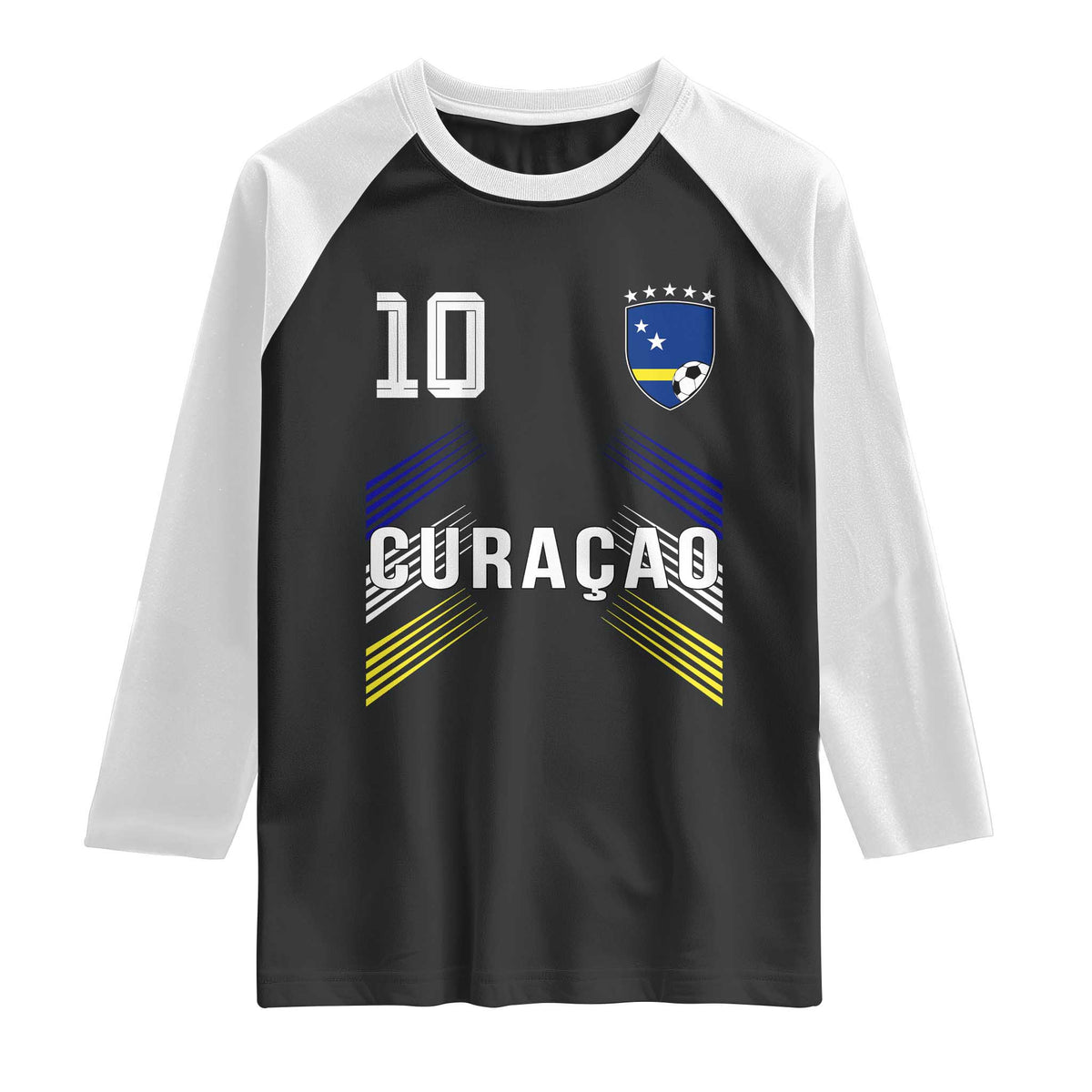 Curacao Soccer Sports Graphic Number 10 Jersey Style Raglan Shirt Proud Curaçaoans Football Fans Game Day Pride