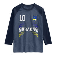 Curacao Soccer Sports Graphic Number 10 Jersey Style Raglan Shirt Proud Curaçaoans Football Fans Game Day Pride