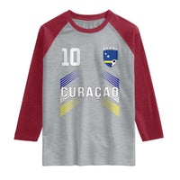 Curacao Soccer Sports Graphic Number 10 Jersey Style Raglan Shirt Proud Curaçaoans Football Fans Game Day Pride