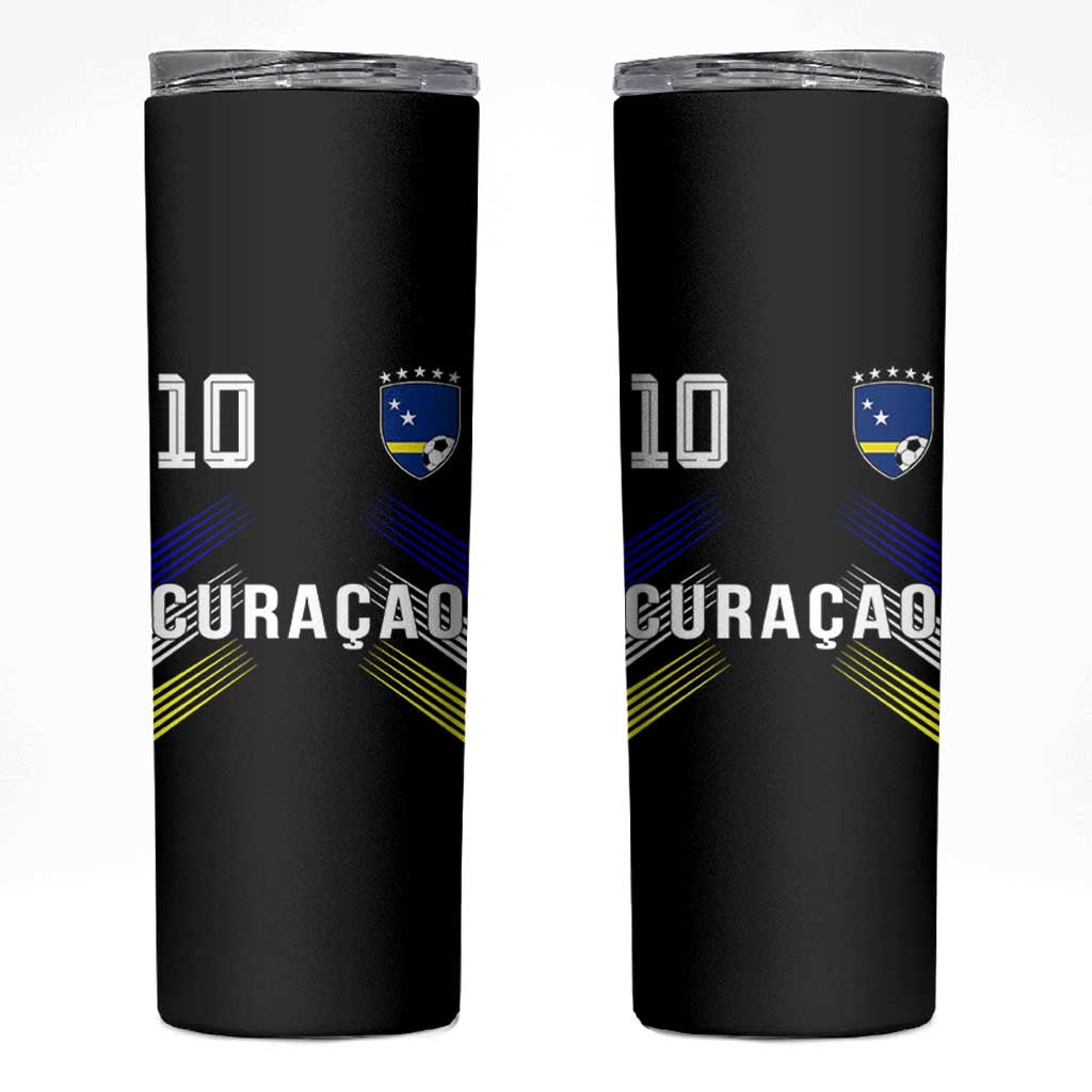 Curacao Soccer Sports Graphic Number 10 Jersey Style Skinny Tumbler Proud Curaçaoans Football Fans Game Day Pride
