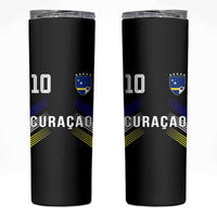 Curacao Soccer Sports Graphic Number 10 Jersey Style Skinny Tumbler Proud Curaçaoans Football Fans Game Day Pride