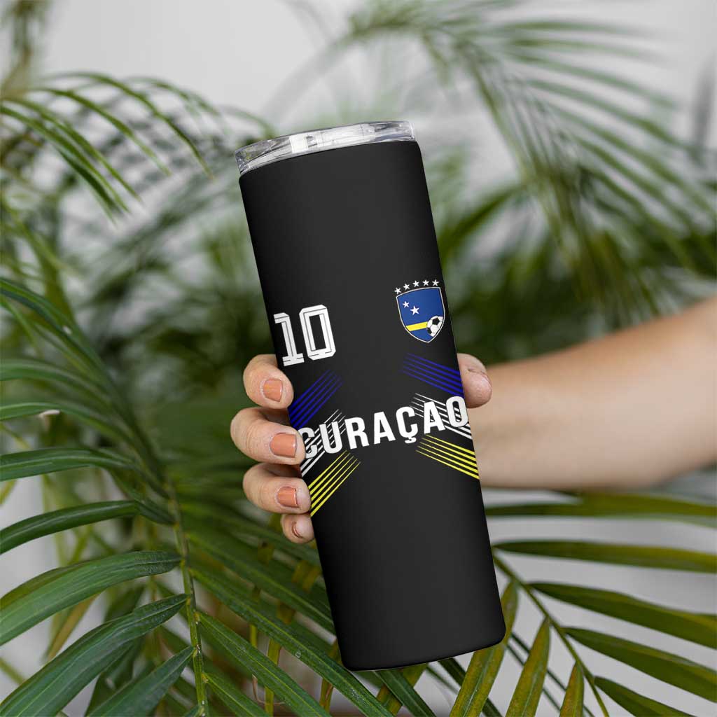 Curacao Soccer Sports Graphic Number 10 Jersey Style Skinny Tumbler Proud Curaçaoans Football Fans Game Day Pride