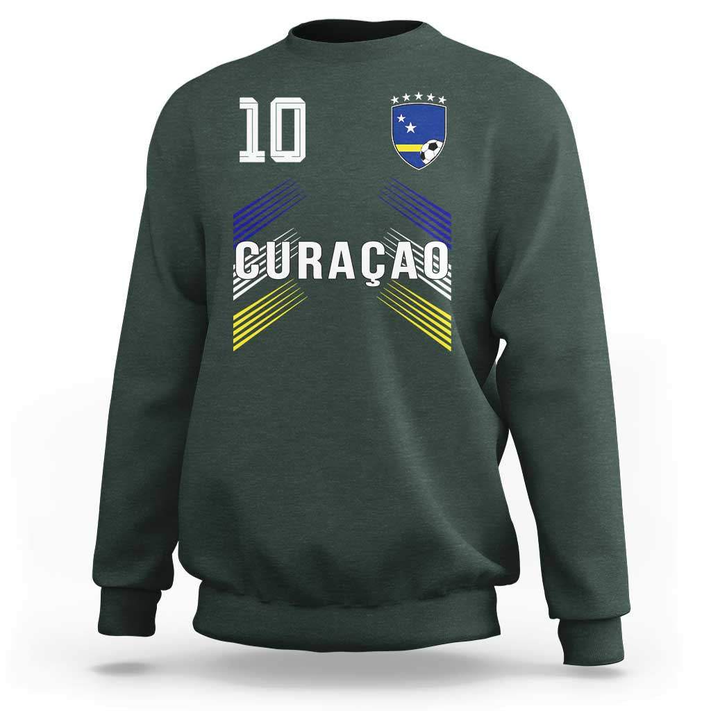 Curacao Soccer Sports Graphic Number 10 Jersey Style Sweatshirt Proud Curaçaoans Football Fans Game Day Pride