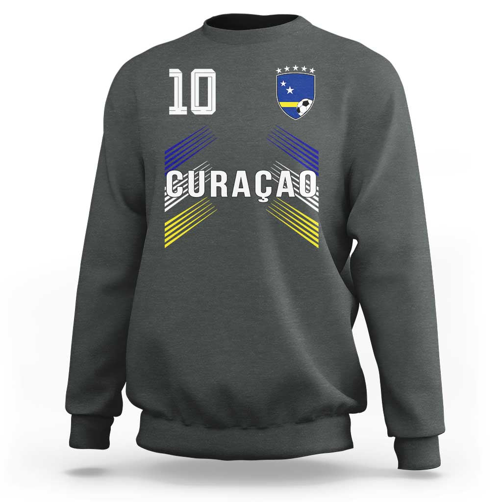 Curacao Soccer Sports Graphic Number 10 Jersey Style Sweatshirt Proud Curaçaoans Football Fans Game Day Pride